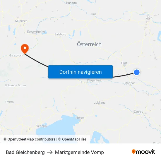 Bad Gleichenberg to Marktgemeinde Vomp map