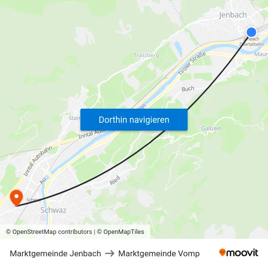 Marktgemeinde Jenbach to Marktgemeinde Vomp map