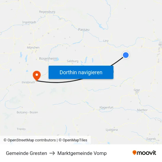 Gemeinde Gresten to Marktgemeinde Vomp map