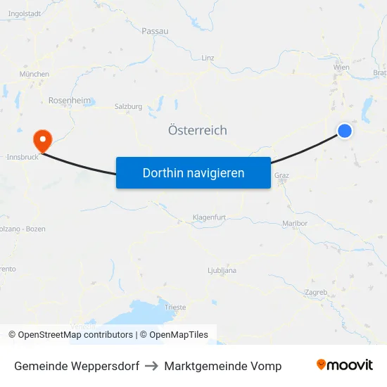 Gemeinde Weppersdorf to Marktgemeinde Vomp map