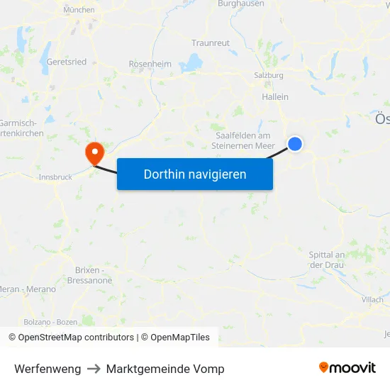 Werfenweng to Marktgemeinde Vomp map