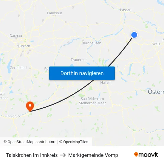 Taiskirchen Im Innkreis to Marktgemeinde Vomp map