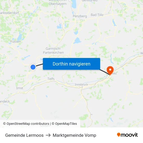 Gemeinde Lermoos to Marktgemeinde Vomp map