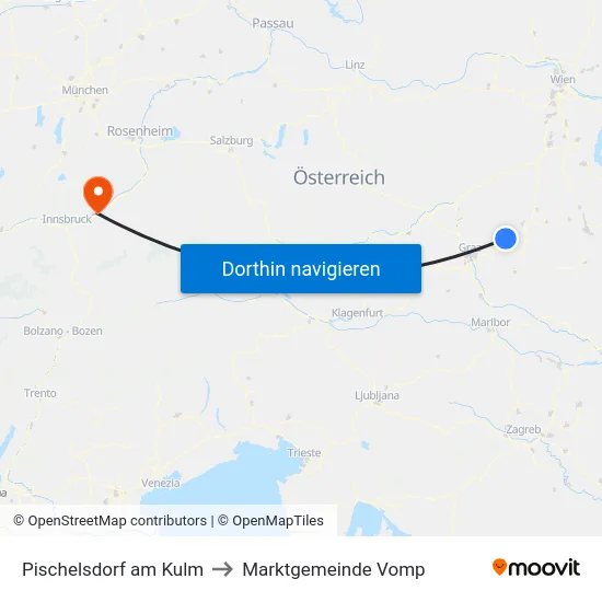 Pischelsdorf am Kulm to Marktgemeinde Vomp map