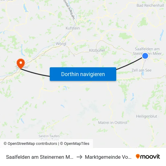 Saalfelden am Steinernen Meer to Marktgemeinde Vomp map