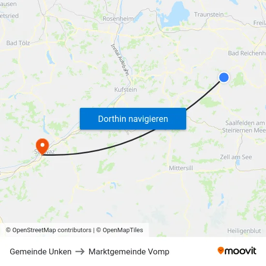 Gemeinde Unken to Marktgemeinde Vomp map
