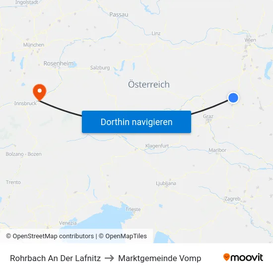 Rohrbach An Der Lafnitz to Marktgemeinde Vomp map