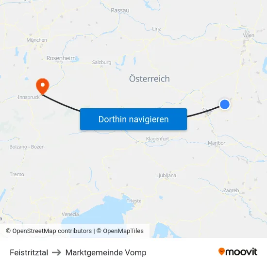Feistritztal to Marktgemeinde Vomp map