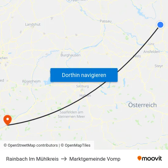 Rainbach Im Mühlkreis to Marktgemeinde Vomp map