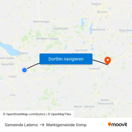 Gemeinde Laterns to Marktgemeinde Vomp map