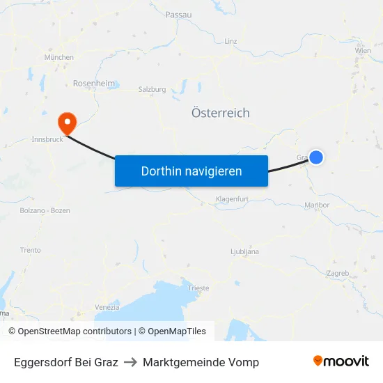 Eggersdorf Bei Graz to Marktgemeinde Vomp map