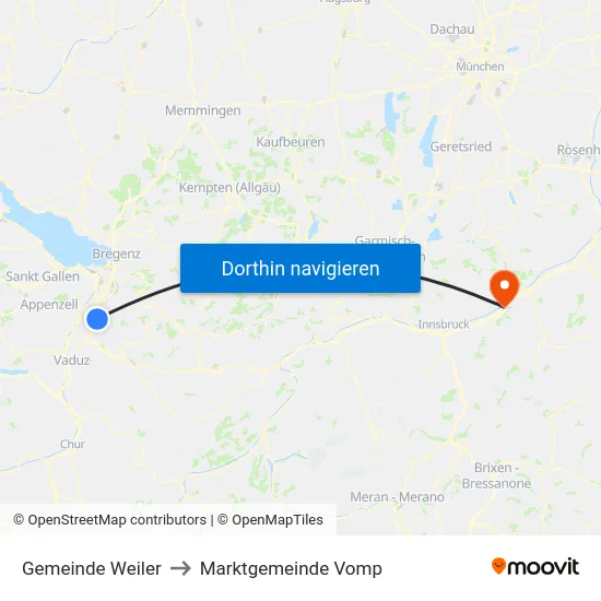 Gemeinde Weiler to Marktgemeinde Vomp map