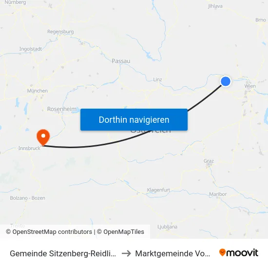 Gemeinde Sitzenberg-Reidling to Marktgemeinde Vomp map