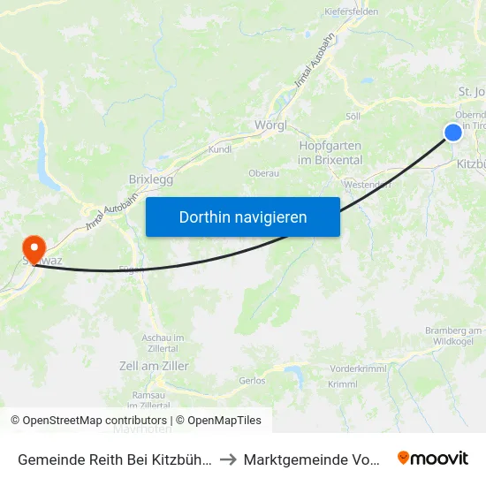 Gemeinde Reith Bei Kitzbühel to Marktgemeinde Vomp map
