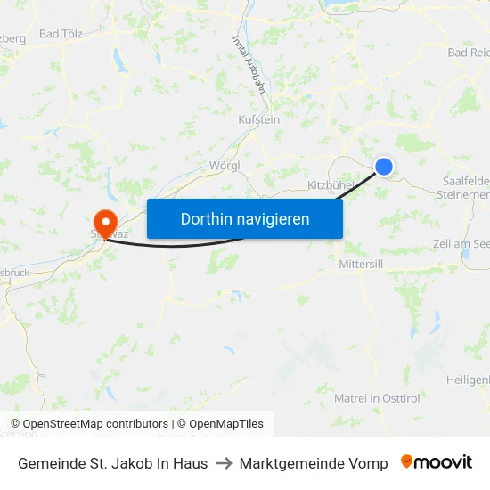 Gemeinde St. Jakob In Haus to Marktgemeinde Vomp map