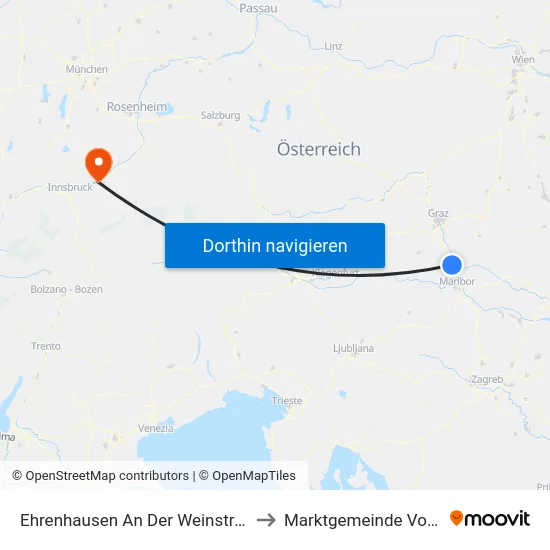 Ehrenhausen An Der Weinstraße to Marktgemeinde Vomp map
