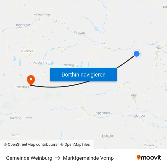 Gemeinde Weinburg to Marktgemeinde Vomp map