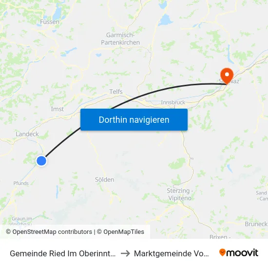 Gemeinde Ried Im Oberinntal to Marktgemeinde Vomp map