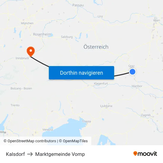 Kalsdorf to Marktgemeinde Vomp map