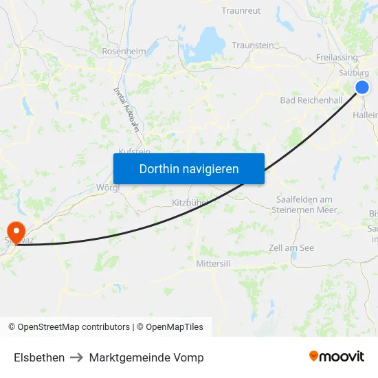 Elsbethen to Marktgemeinde Vomp map
