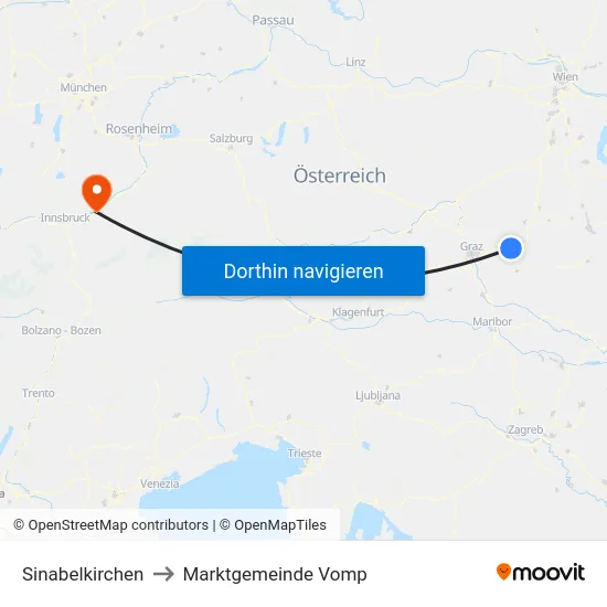 Sinabelkirchen to Marktgemeinde Vomp map