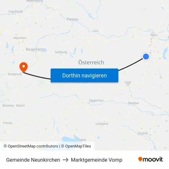 Gemeinde Neunkirchen to Marktgemeinde Vomp map