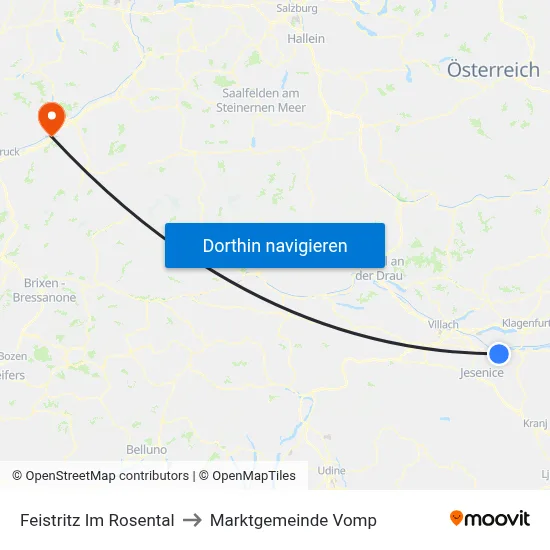 Feistritz Im Rosental to Marktgemeinde Vomp map
