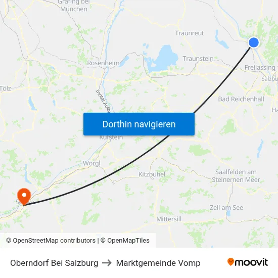 Oberndorf Bei Salzburg to Marktgemeinde Vomp map