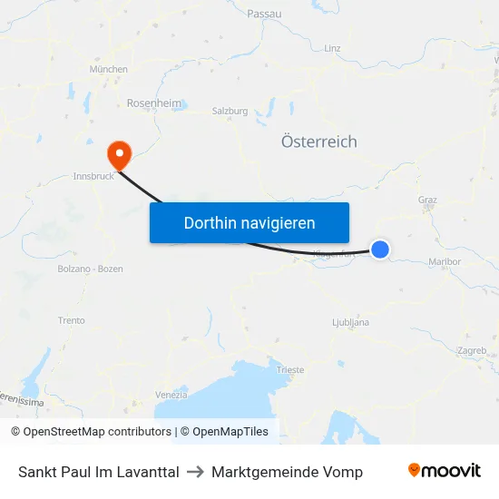 Sankt Paul Im Lavanttal to Marktgemeinde Vomp map