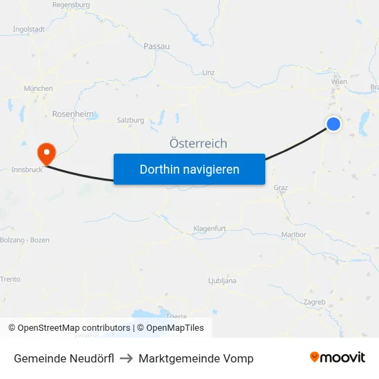 Gemeinde Neudörfl to Marktgemeinde Vomp map