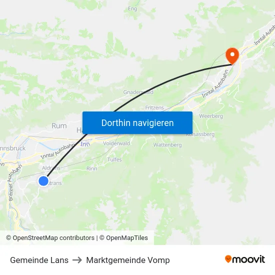 Gemeinde Lans to Marktgemeinde Vomp map