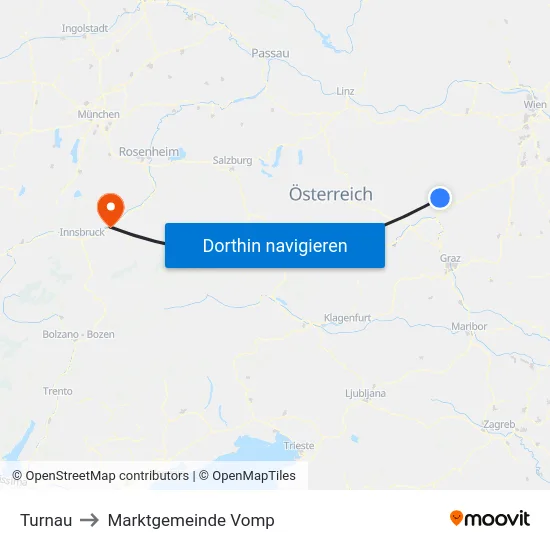 Turnau to Marktgemeinde Vomp map