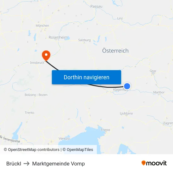 Brückl to Marktgemeinde Vomp map