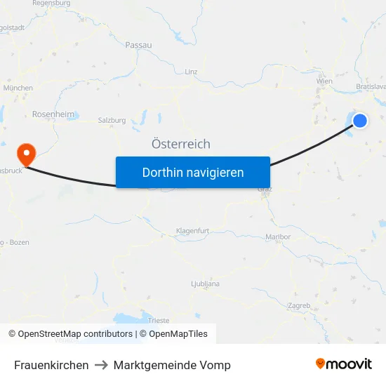Frauenkirchen to Marktgemeinde Vomp map