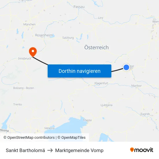 Sankt Bartholomä to Marktgemeinde Vomp map