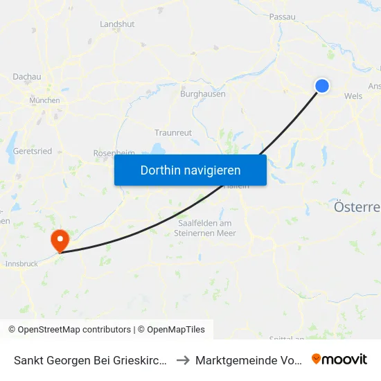 Sankt Georgen Bei Grieskirchen to Marktgemeinde Vomp map