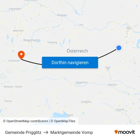Gemeinde Prigglitz to Marktgemeinde Vomp map