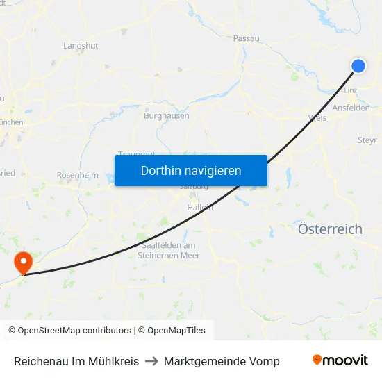 Reichenau Im Mühlkreis to Marktgemeinde Vomp map