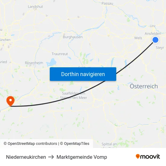 Niederneukirchen to Marktgemeinde Vomp map