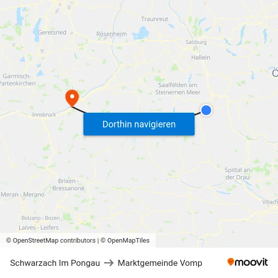 Schwarzach Im Pongau to Marktgemeinde Vomp map