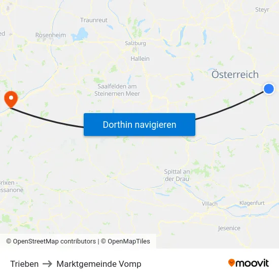 Trieben to Marktgemeinde Vomp map