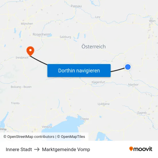 Innere Stadt to Marktgemeinde Vomp map