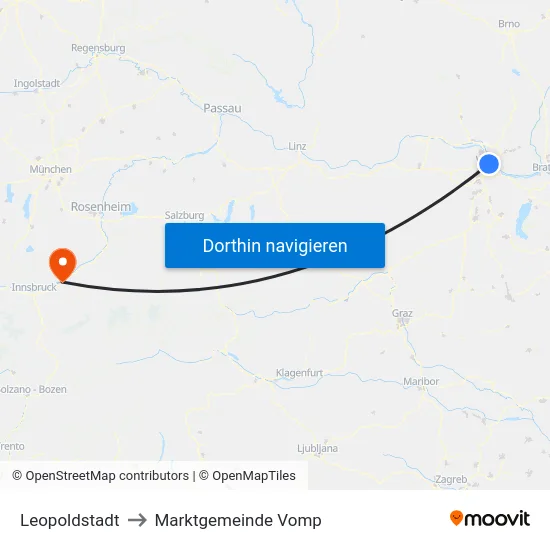Leopoldstadt to Marktgemeinde Vomp map