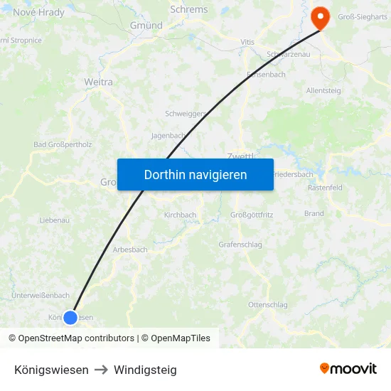 Königswiesen to Windigsteig map