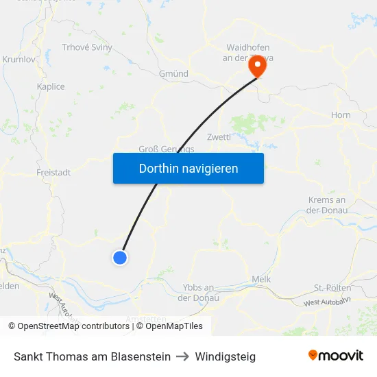 Sankt Thomas am Blasenstein to Windigsteig map