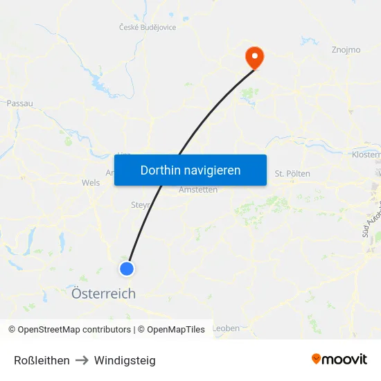 Roßleithen to Windigsteig map