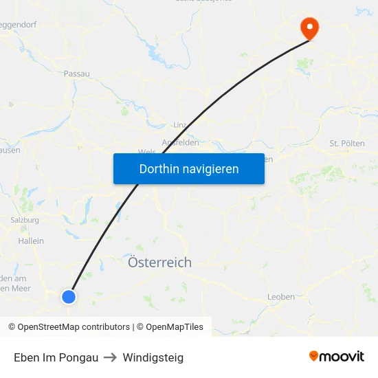 Eben Im Pongau to Windigsteig map