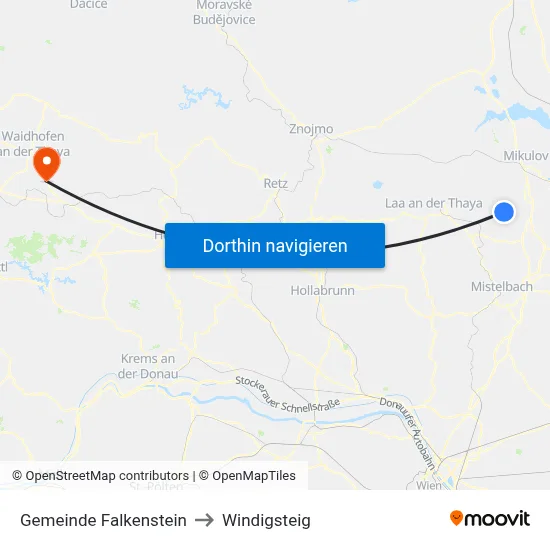 Gemeinde Falkenstein to Windigsteig map