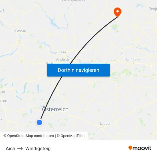 Aich to Windigsteig map