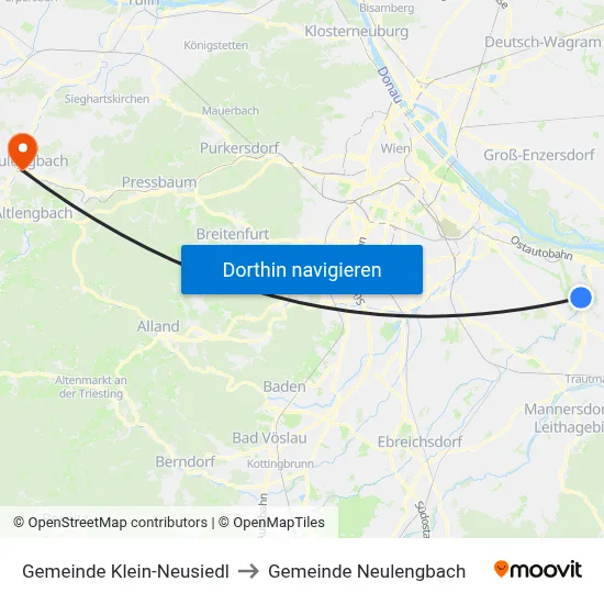 Gemeinde Klein-Neusiedl to Gemeinde Neulengbach map